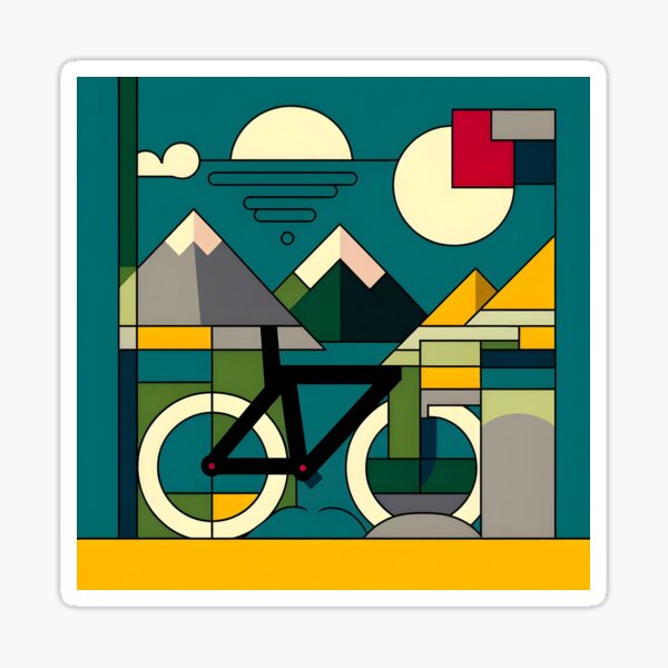 Artikel-Vorschau von Geometrisch abstrakte, farbenfrohe Fahrradkunst. Vom Bauhaus inspiriert., designt und verkauft von Pedal Canvas.