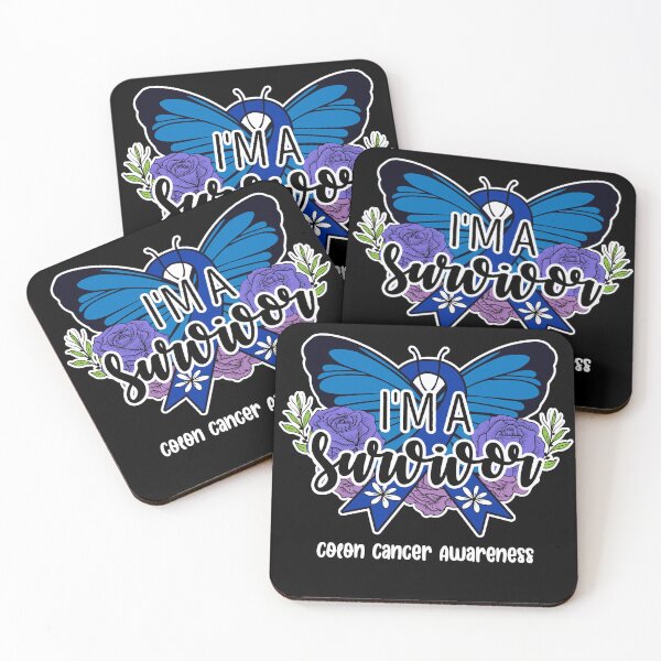 Item preview, I'm a Survivor - Colon Cancer Awareness Blue Ribbon Butterfly designed and sold by Mustapha  ALAHAYANE.