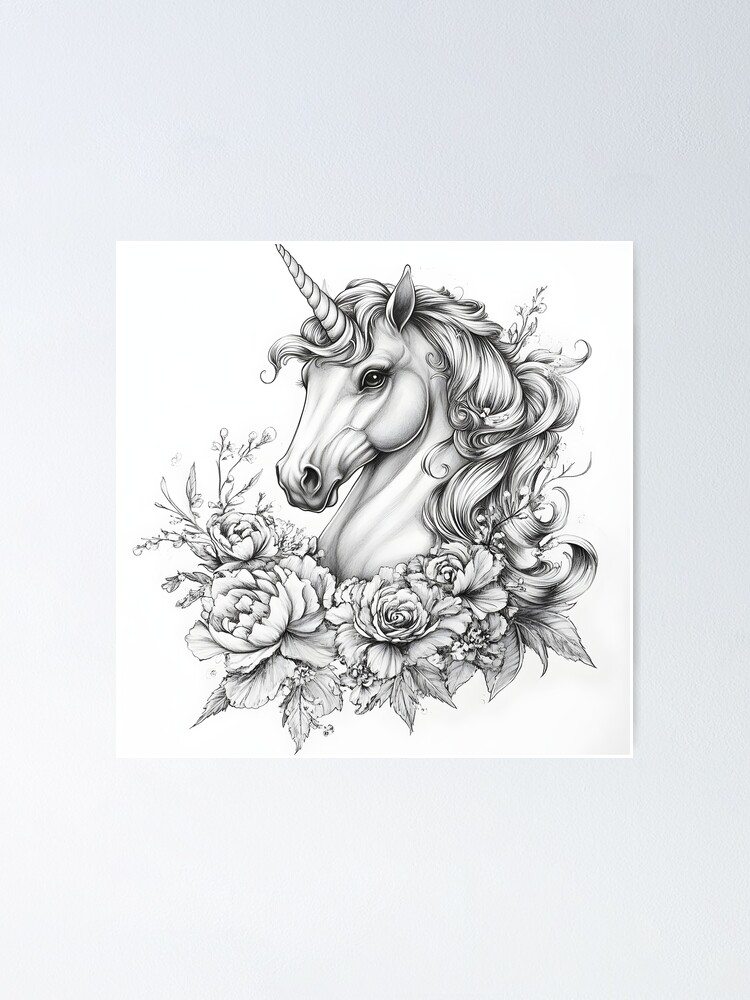 Realistic Unicorn pencil drawing