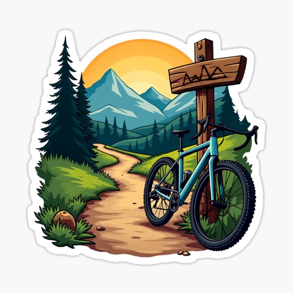 Artikel-Vorschau von Schotterradweg und Berge, farbenfrohe Fahrradkunst., designt und verkauft von Pedal Canvas.