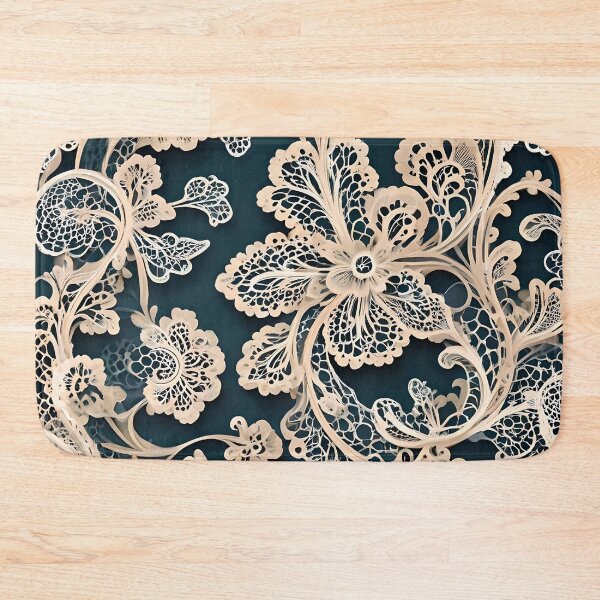 Item preview, Beige Lace Flowers and Branches with Dark Green Background designed and sold by Ciervo Primavera.