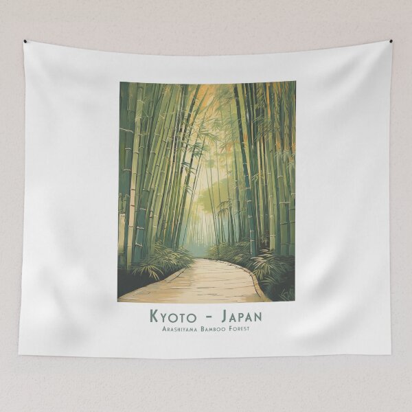 Item preview, Retro Vintage Travel Poster Kyoto Arashiyama Bamboo Forest – Japanese Natural Idyll designed and sold by pod24.