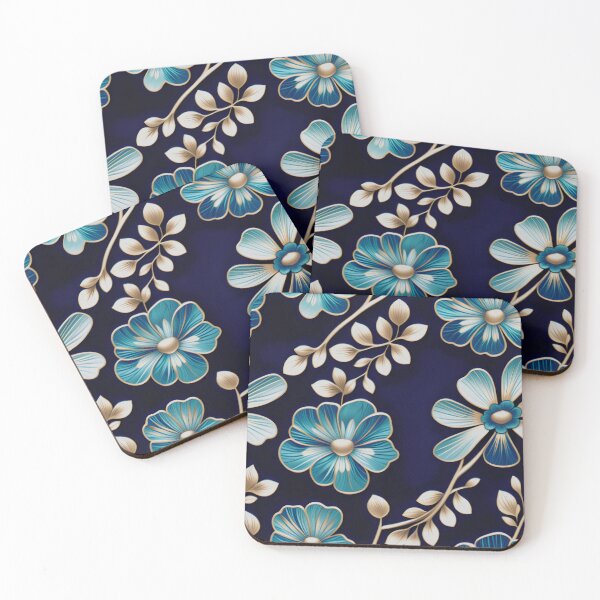 Item preview, Elegant Floral Pattern with Jewel Tones and Indigo Accents on a Navy Background designed and sold by Juliette Ozkalfayan.