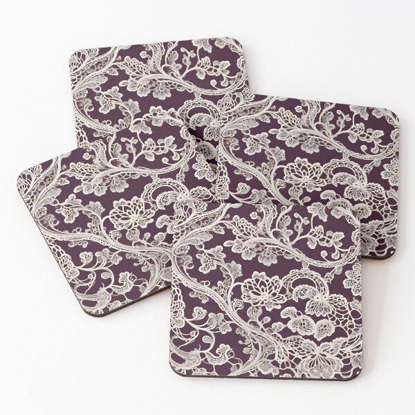Item preview, Lace of Branches, Leaves and Flowers on Beige Grape Background designed and sold by Ciervo Primavera.