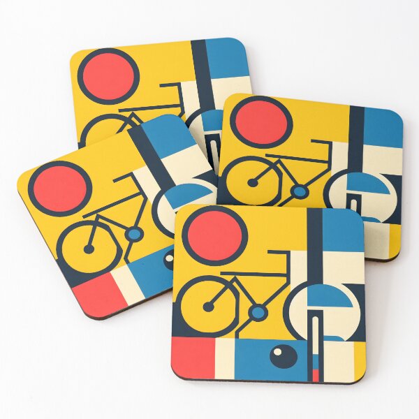 Item preview, Geometric Cubism Abstract Colorful bicycle art. Bauhaus inpired. Primary colors designed and sold by Pedal Canvas.
