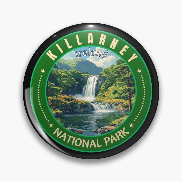 Item preview, Killarney National Park in Ireland Retro Travel Art Badge designed and sold by MaateoDesign.