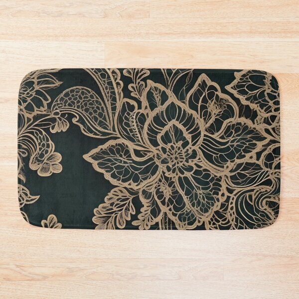 Item preview, Flowers Leaves Branches Lace On Green Background designed and sold by Ciervo Primavera.
