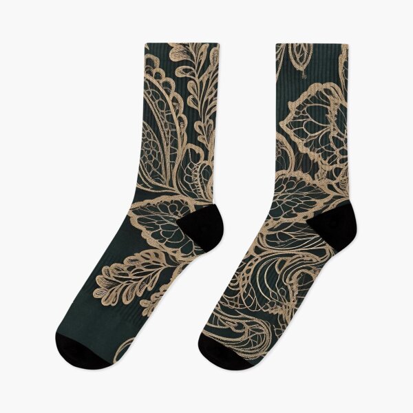 Item preview, Flowers Leaves Branches Lace On Green Background designed and sold by Ciervo Primavera.