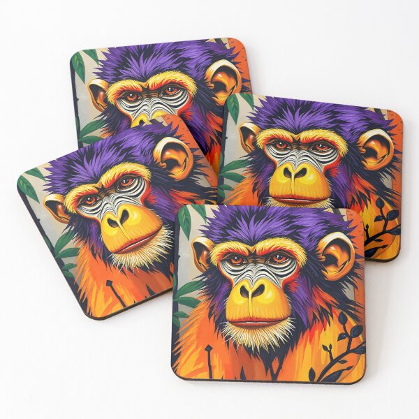 Item preview, Psychedelic Chimp Face – Neon Jungle Energy designed and sold by WildlifeInc.