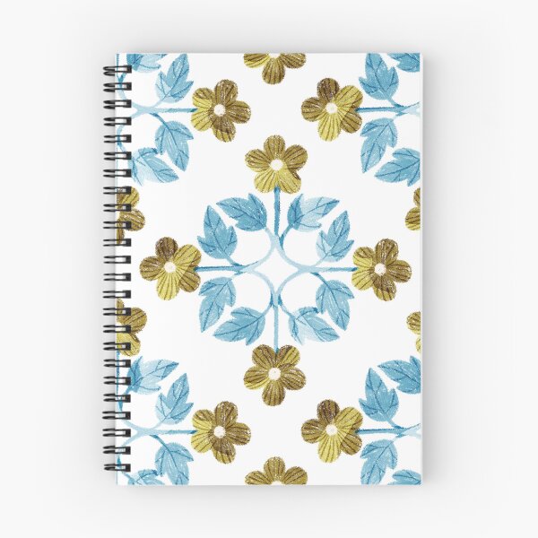 Item preview, Blue leaves and olive green flowers floral tile. Bohemial symmetric tile design. Stylized flowers. designed and sold by helga-wigandt.