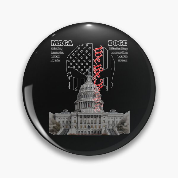 Artikelvorschau, Kapitol und We The People-Totenkopf mit den Buchstaben MAGA und DOGE entworfen und verkauft von AmericaFreedom.