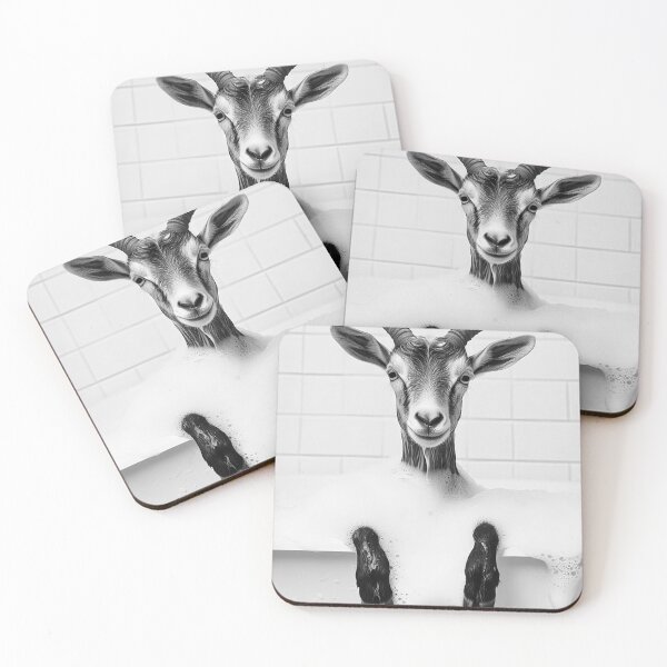 Item preview, Goat Taking a Bath, Cute Bathroom Animals designed and sold by CheekyAnimalz.