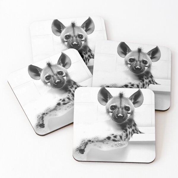 Item preview, Hyena Taking a Bath, Cute Bathroom Animals designed and sold by CheekyAnimalz.