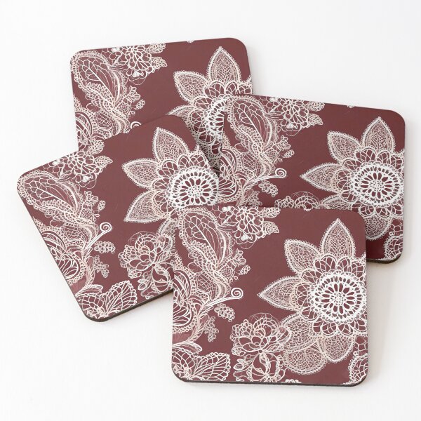 Item preview, Vintage Decoration With Floral Lace Red Background designed and sold by Ciervo Primavera.
