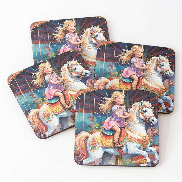 Item preview, Merry-go-round horse with happy girl designed and sold by Ciervo Primavera.