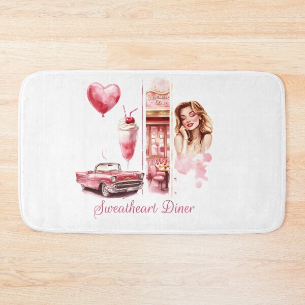 Item preview, Retro Valentine's Day Watercolor Clipart - Sweetheart Diner with Vintage Car designed and sold by AnnDesignStudio.