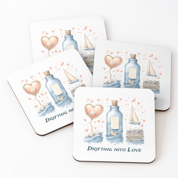 Item preview, Drifting into Love Watercolor Clipart | Nautical Valentine's Day Digital Art | Romantic Sailboat Message in a Bottle designed and sold by AnnDesignStudio.