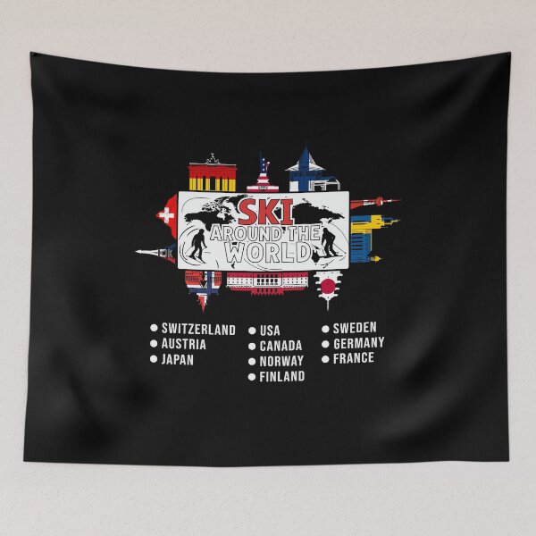 Item preview, Ski Around The World Skiing Lover Travel Ski designed and sold by DSWShirts.