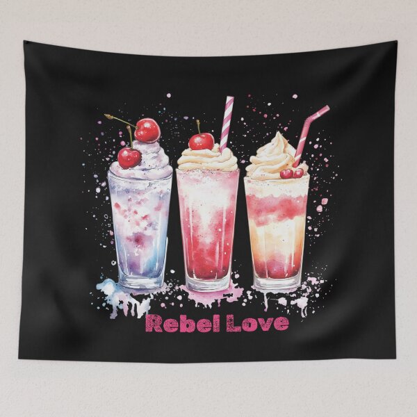 Item preview, Rebel Love Shirley Temple Milkshakes - Valentine's Day Digital Art Print designed and sold by AnnDesignStudio.