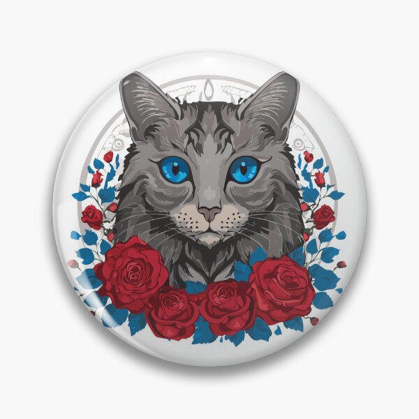 Item preview, Majestic Blue-Eyed Cat with Roses designed and sold by Wanderly Ways.