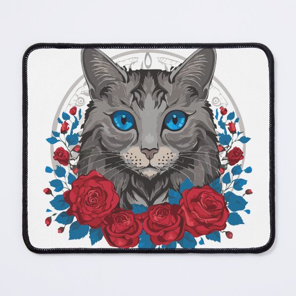 Item preview, Majestic Blue-Eyed Cat with Roses designed and sold by Wanderly Ways.
