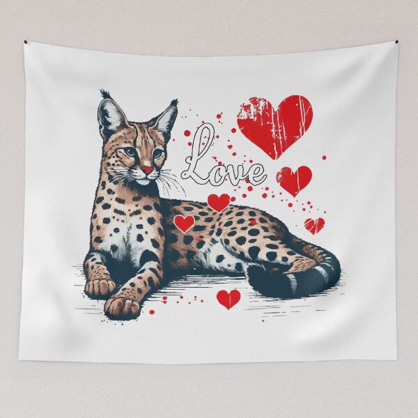 Item preview, Serval Cat Love Valentines Day Vintage designed and sold by TomFrontierArt.