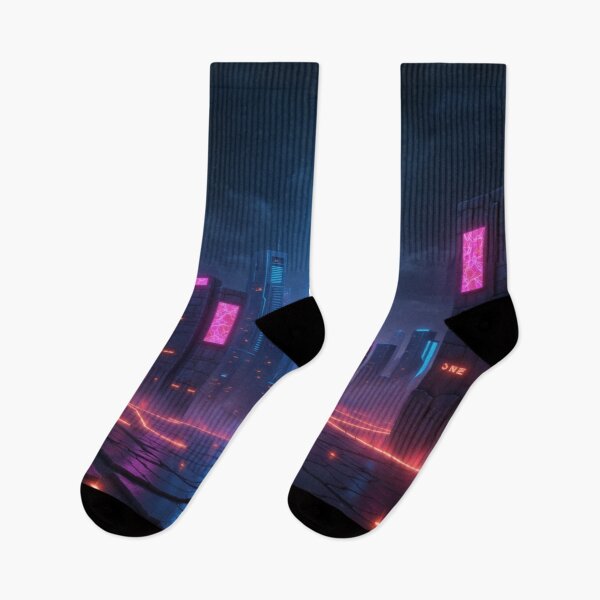 Item preview, Cyberpunk Cityscape - Neon Dystopian Future Art designed and sold by CosyCush.
