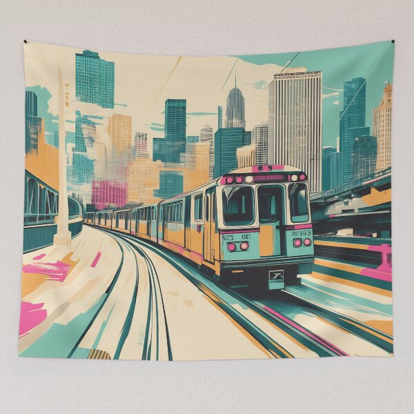 Item preview, Vibrant train in the city designed and sold by anytka.