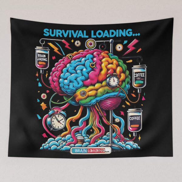 Item preview, Survival Loading Coffee Brain Funny Retro  designed and sold by NoNoNomad.