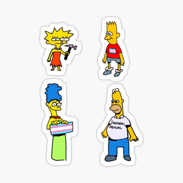 Vista previa del artículo con la obra «Hoja de pegatinas de Los Simpsons gays», diseñado y vendido por Hugodotcom.