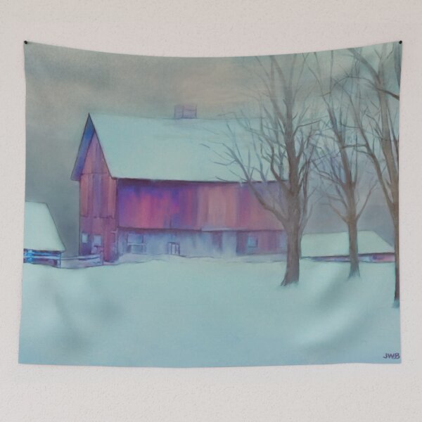 Item preview, Red Barn in Winter designed and sold by JWBriddell.