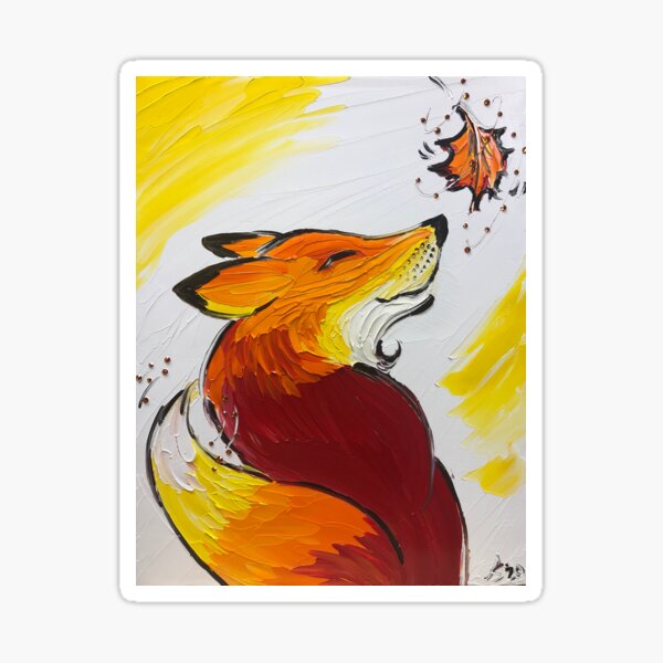 Item preview, Fox with Autumn Leaf designed and sold by ASPaintingNinja.