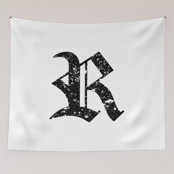 Item preview, Capital Letter R - Eroded / Distressed Gothic Blackletter Script / Old English Font (Black) designed and sold by STUDIO-72.