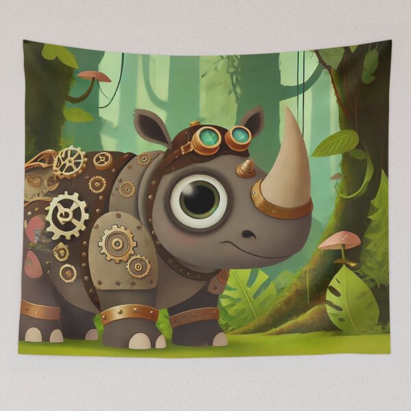 Item preview, Steampunk Sumatran Rhinoceros with Gears designed and sold by Sillytoe.