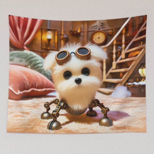 Item preview, Steampunk Teacup Maltese with Mechanical Legs designed and sold by Sillytoe.