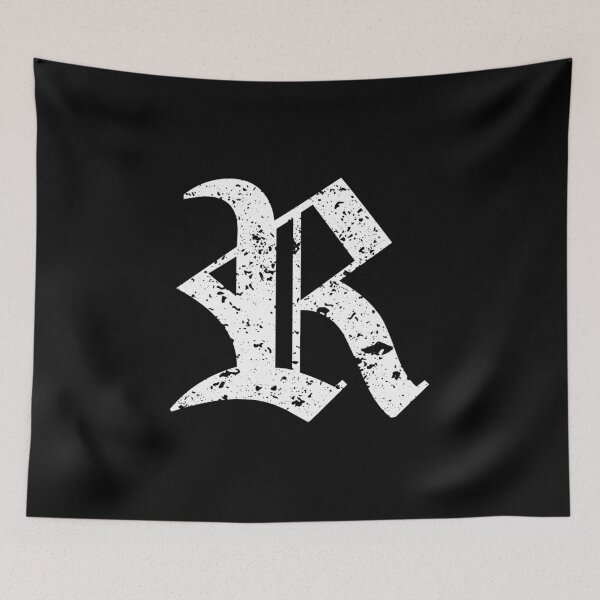 Item preview, Capital Letter R - Eroded / Distressed Gothic Blackletter Script / Old English Font (White) designed and sold by STUDIO-72.