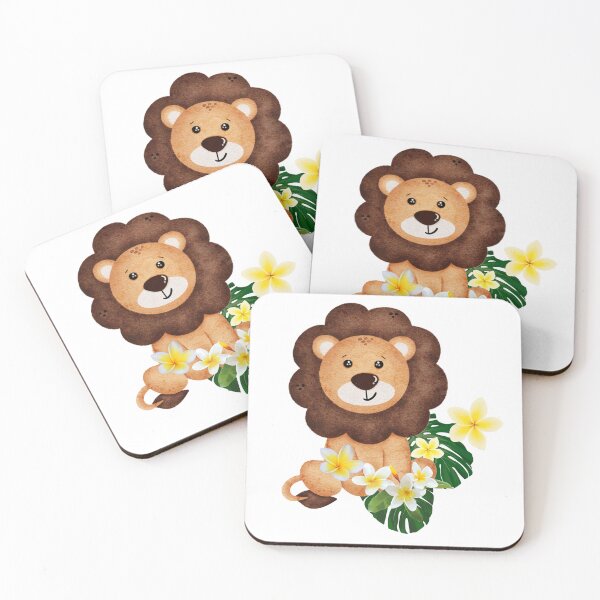Item preview, Cute lion cub with tropical flowers designed and sold by LaUnArt.