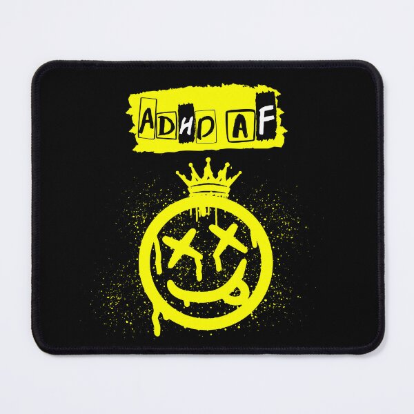 Aperçu de l'œuvre ADHD AF punk royal emoji graffiti yellow créée et vendue par BatJamDesigns.