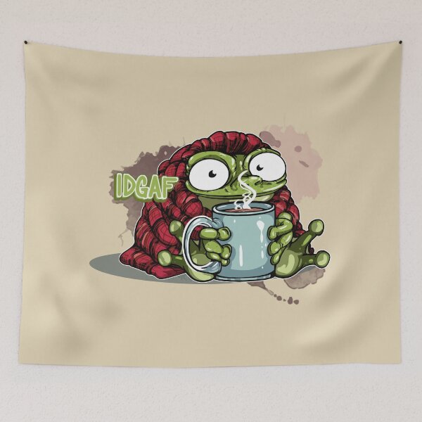 Item preview, Warm and Cozy Frog Drinking Hot Cocoa: IDGAF designed and sold by iduzarts.