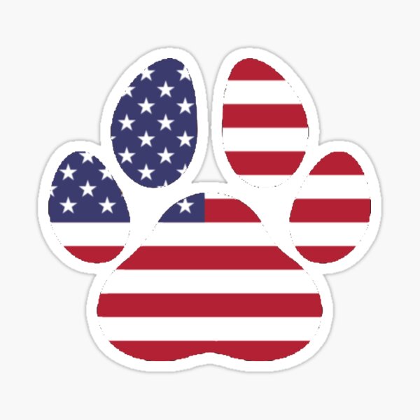Artikel-Vorschau von Hundepfotenabdruck mit amerikanischer Flagge, designt und verkauft von Gertie Roo.