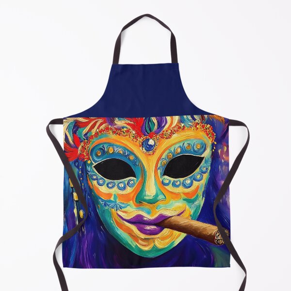 Item preview, Mardi Gras Whispers in the Smoke - A Masked Reveler in Festive Splendor Digital AI Art designed and sold by OlfactoART Studio.