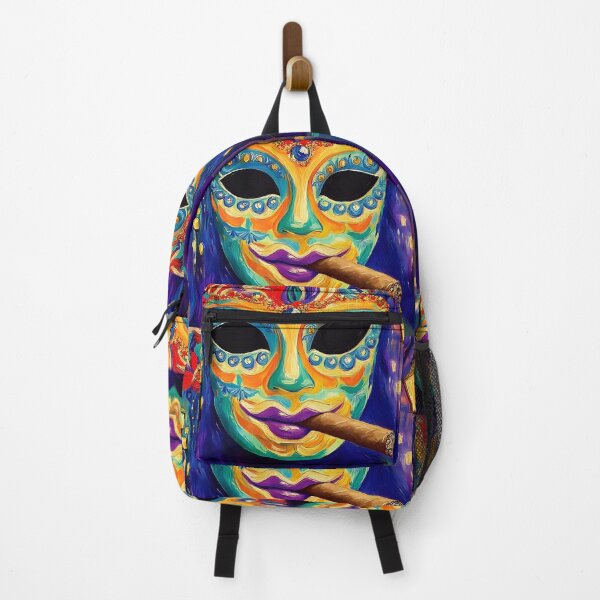 Item preview, Mardi Gras Whispers in the Smoke - A Masked Reveler in Festive Splendor Digital AI Art designed and sold by OlfactoART Studio.