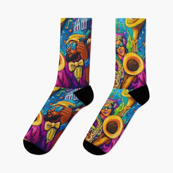 Item preview, Celebrate the Soul of Mardi Gras - Colorful Jazz Musicians Fill the Streets with Festive Rhythm designed and sold by OlfactoART Studio.