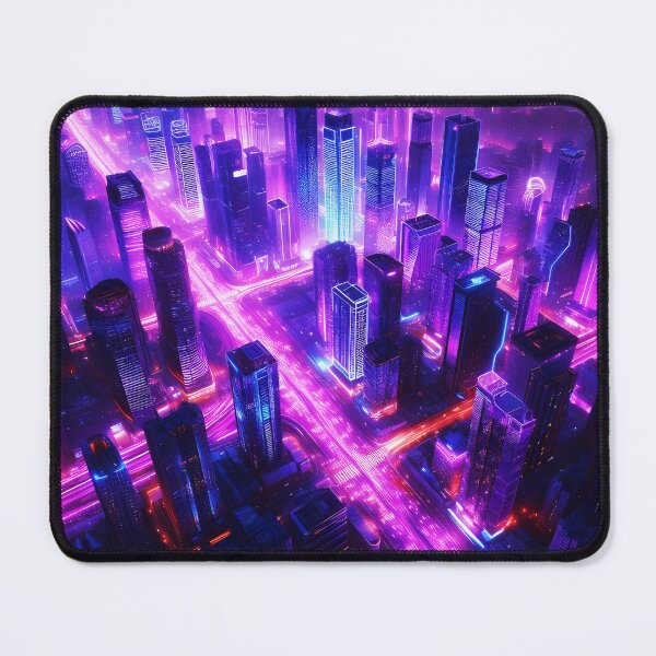 Item preview, utopy Big fantasy purple-blue hue city from bird-eye view designed and sold by EmeraldeaArt.