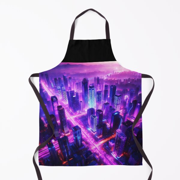 Item preview, utopy Big fantasy purple-blue hue city from bird-eye view designed and sold by EmeraldeaArt.