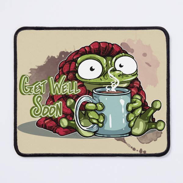 Item preview, Warm and Cozy Frog Drinking Hot Cocoa: Get Well Soon designed and sold by iduzarts.