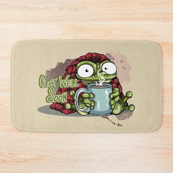 Item preview, Warm and Cozy Frog Drinking Hot Cocoa: Get Well Soon designed and sold by iduzarts.