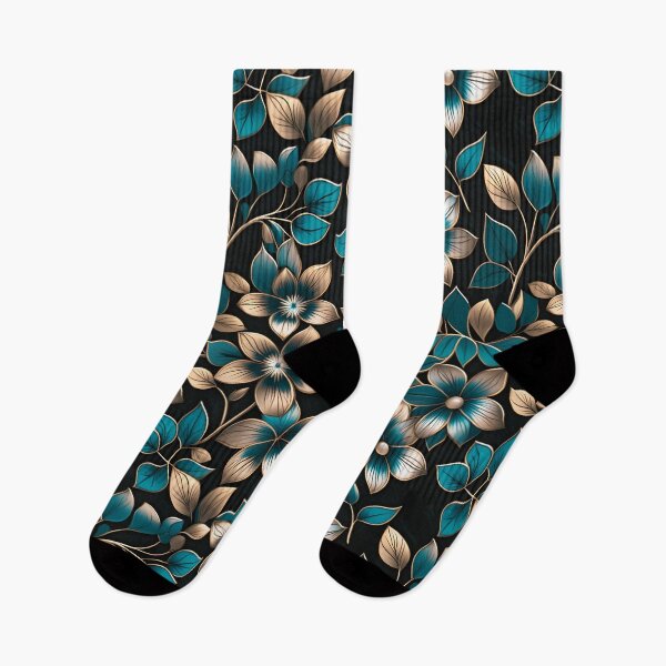 Item preview, Bold Teal, Gold and Turquoise Floral Motif with Classic Appeal designed and sold by Juliette Ozkalfayan.
