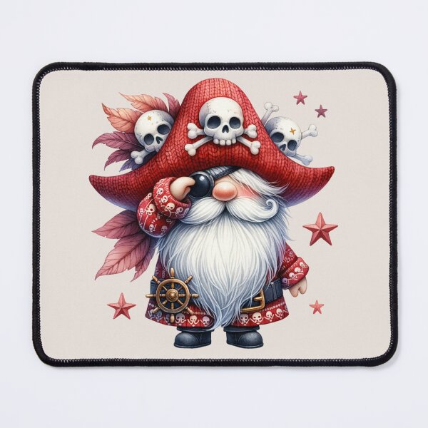 Item preview, Gnome Pirate With Eye Patch with Skull Hat designed and sold by 2ndSketch.