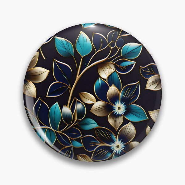 Item preview, Elegant Teal, Gold and Indigo Floral Motif with Delicate Fine Line Detailing designed and sold by Juliette Ozkalfayan.